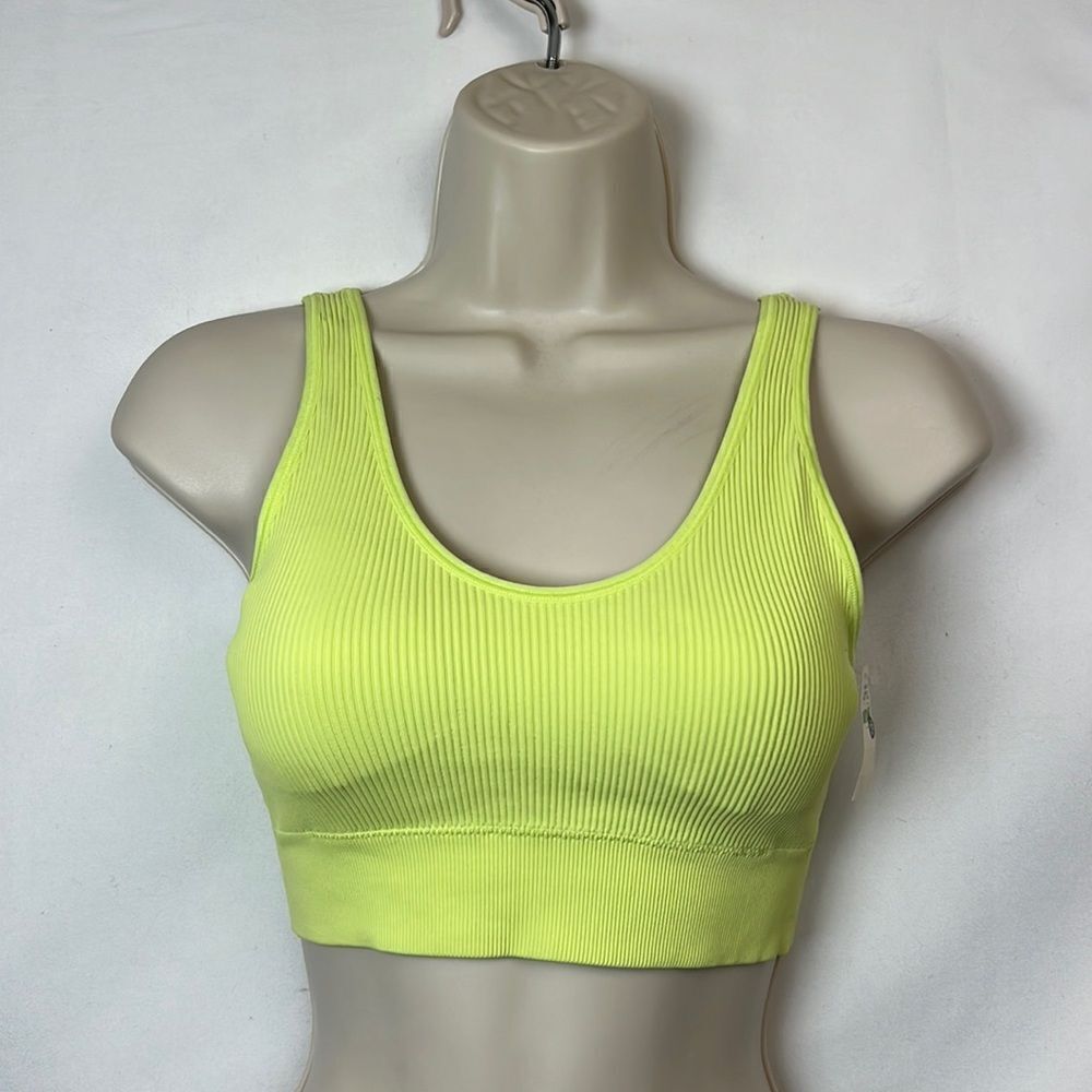 Aerie lime green neon ribbed padded sports bra NWT size medium